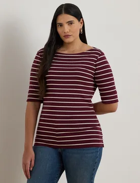 Camiseta de mujer talla grande de algodón elástico - Lauren Ralph Lauren Woman - FashionsVida