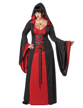 Mittelalter Halloween Damenkostüm Plus Size rot-schwarz