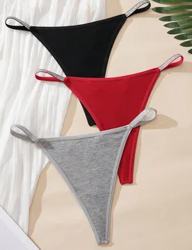 Piezas Bragas con rayas verticales, Tanga sexy con cintura plateada brillante, Lencería y ropa interior para mujer para el Día de San Valentín y to - Shein - FashionsVida
