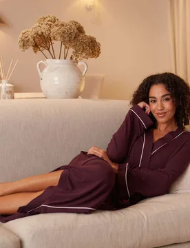 Modal Rich Jersey Dressing Gown Plum female - Cyberjammies - FashionsVida