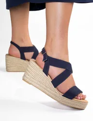 Suede Wedge Espadrilles Navy female