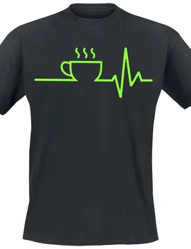 T-Shirt - Kaffee EKG - S bis 5XL - für Männer - Größe XL - schwarz - Männer - male - Food - FashionsVida