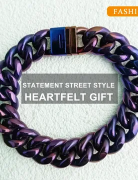 Anodized Pure Titanium Wide Bracelet 14mm Purple | Luxury Durable Gift for Men - Aliexpress - FashionsVida