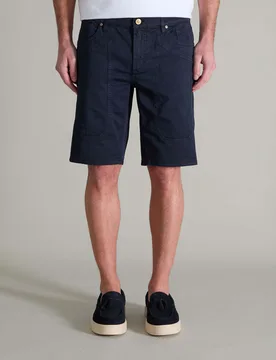 Bermuda blu in gabardina di cotone stretch con toppa - Jeckerson - FashionsVida