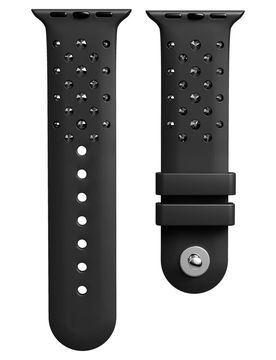 Cinturino per orologio, Silicone con impunture, Nero, Acciaio inossidabile OS