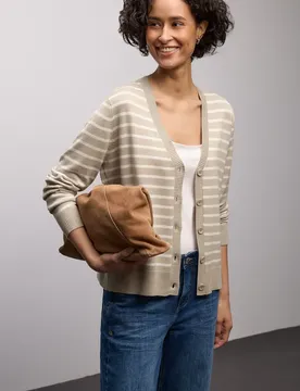 Gestreifter Cardigan female Beige