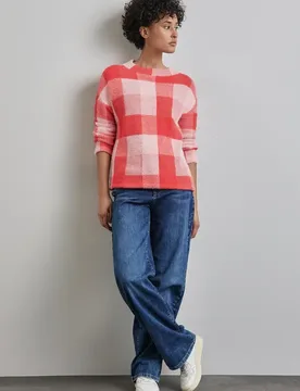 Kariertes Turtleneck Shirt female Rot - Street One - FashionsVida