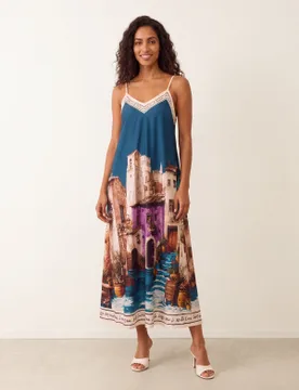 Satin Cami Dress - ONE / TEAL - female - Blue Vanilla - FashionsVida