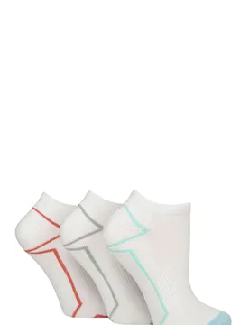 Women's 3 Pair Cushion Bamboo Sports Trainer Socks White / Turquoise / Grey / Coral 4-8 - Assorted - Size: Small - Glenmuir - FashionsVida