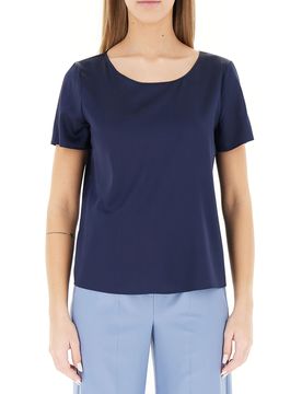 Blusa in satin BLU NAVY 40
