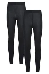 IsoTherm Brushed Womens Thermal Leggings 2-Pack - Black - Black - Size: S