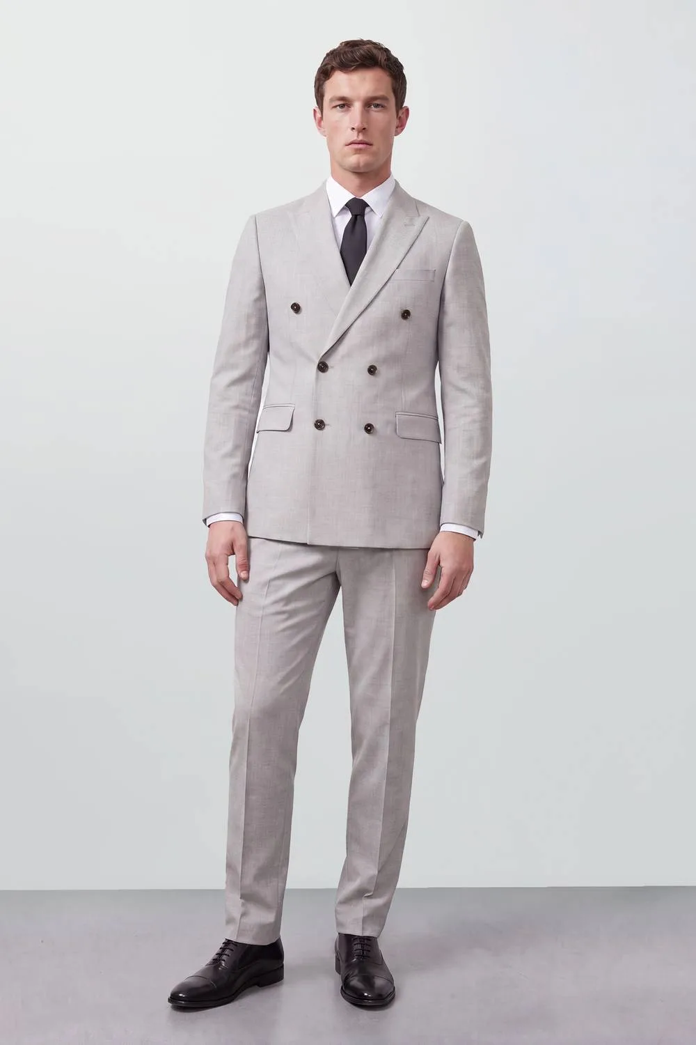 Men's Pale Grey Double Breasted Blazer in Light Grey Size: 44R - Light Grey - Size: 44R - Burton - FashionsVida