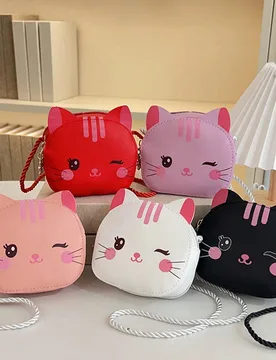 Pieza Monedero de gato de dibujos animados con diseño de cremallera, estilo coreano, bolso mini redondo de hombro cruzado, diseño único, correa de - Shein - FashionsVida