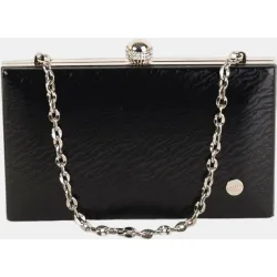 Clutch pequeño efecto piel con cierre joya y cadena metálica