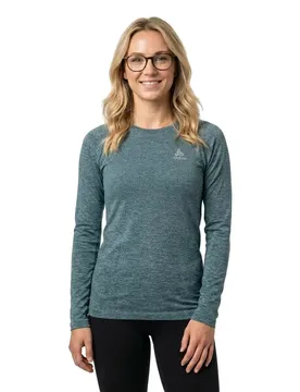 Maglietta A Maniche Lunghe Crew Essential Seamless Provincial Blue Melange L