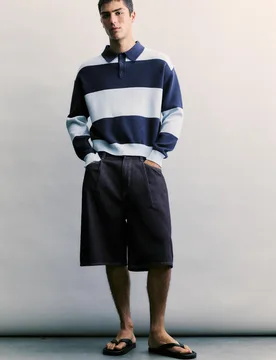 Wide-Leg Denim Bermuda Shorts With Darts (Size: ) - Pull&bear - FashionsVida