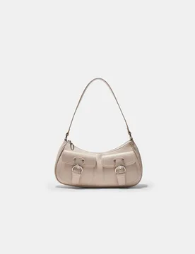 Schultertasche mit Mond und Taschen Ecru OS - Stradivarius - FashionsVida
