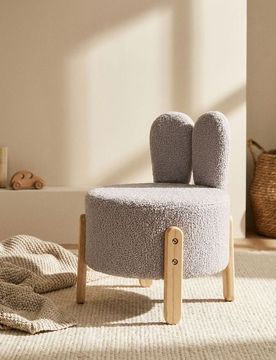 Pouf teddy con orecchie da coniglio - grigio chiaro