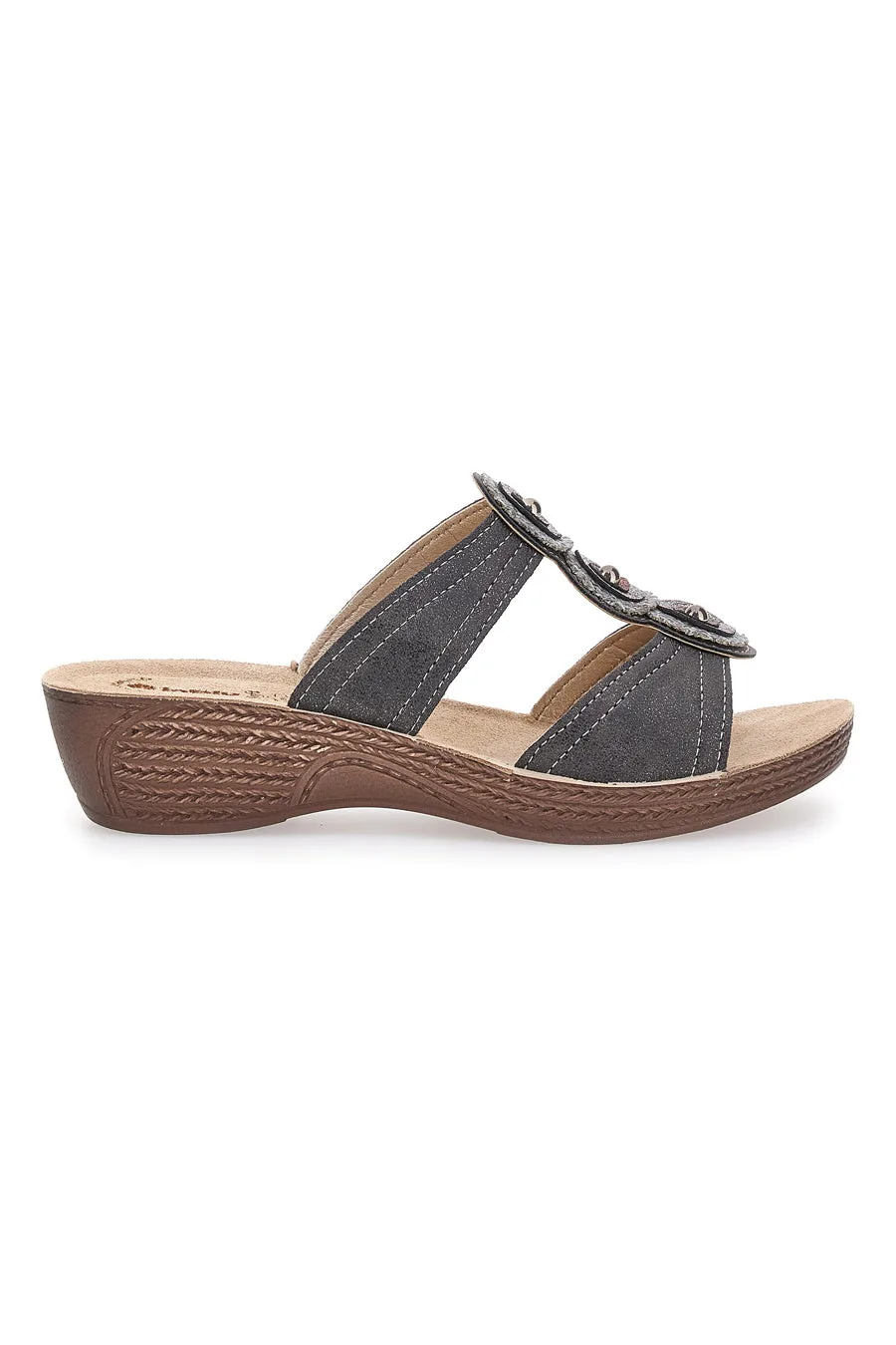 Ciabatte Nere con Zeppa e Dettagli Cromati 60 GL 36 - Inblu - FashionsVida