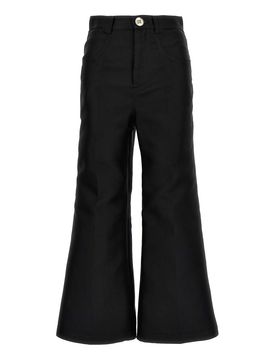 Pantaloni cropped in misto seta