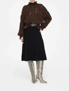Gonna a ruota Liu Jo Jeans nera in maglia con vita elasticizzata - Liujo - FashionsVida