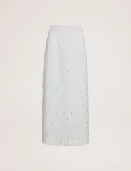 Embellished Midi A-Line Skirt White female