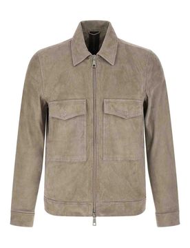 Giacca in pelle scamosciata