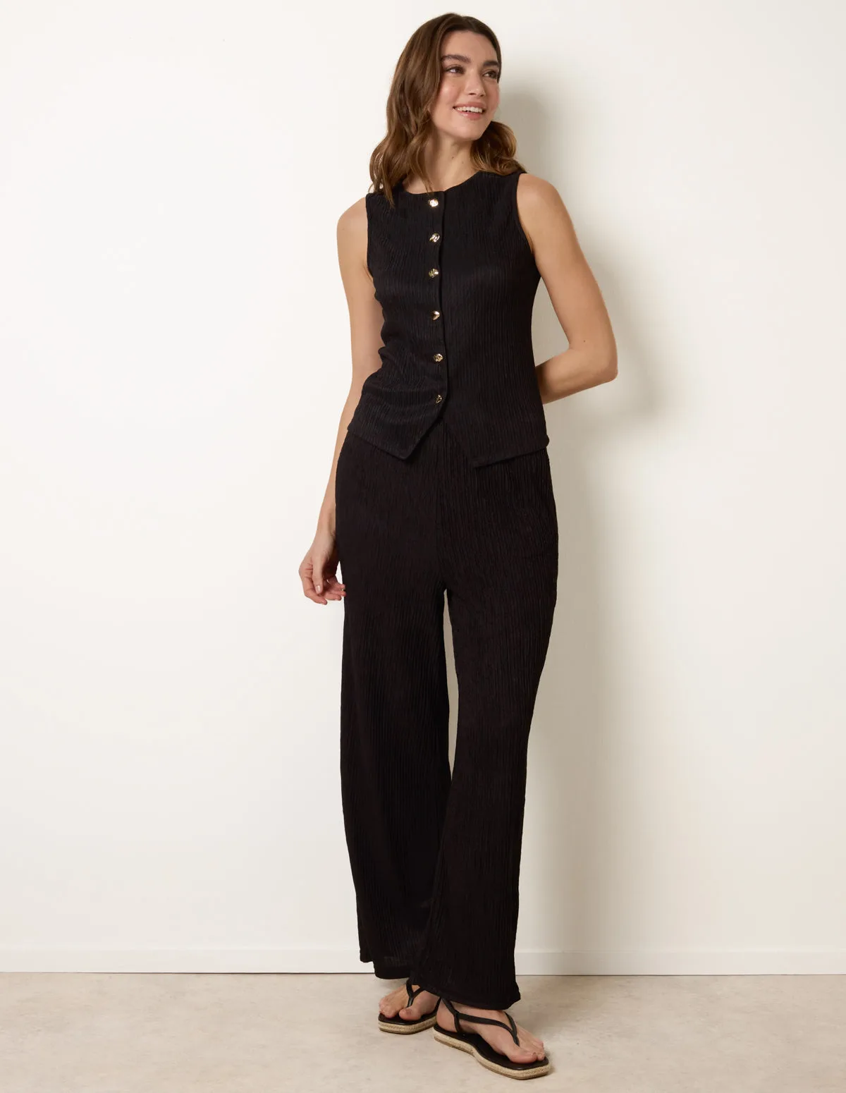 Wide Leg Trousers - M / BLACK - female - Blue Vanilla - FashionsVida