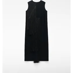 Vestido midi de punto intarsia con flecos