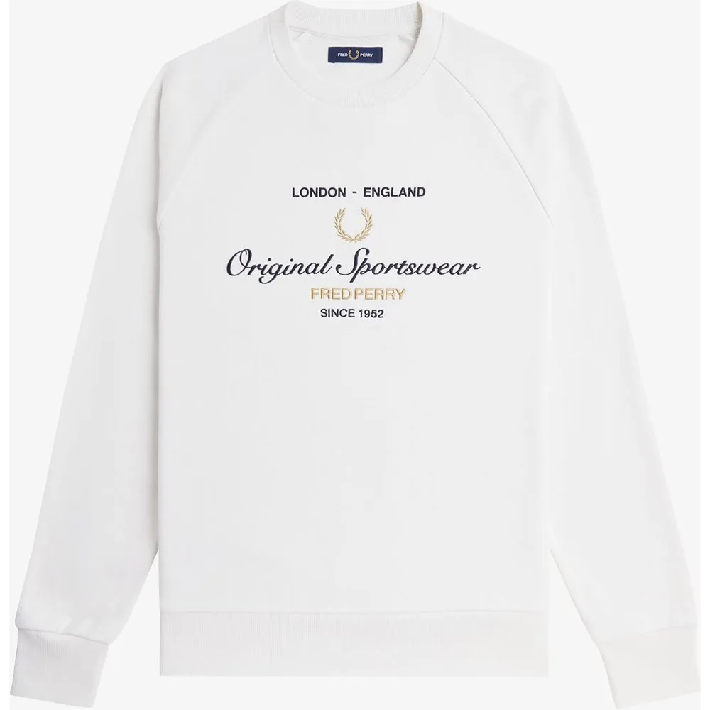 Sudadera de hombre de cuello redondo con diseño bordado - Fred Perry - FashionsVida