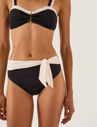 Tie Front High Waisted Bottoms Black female