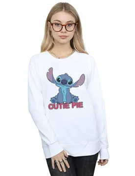 Women's Lilo & Stitch Stitch Cutie Pie Sweatshirt in White Size: Small - White - Size: S - Disney - FashionsVida