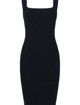 Sleek Midi Dress with Square Neckline