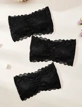 Set de 3 piezas Camiseta sin tirantes de encaje, Top tubo sexy sin espalda, Ropa interior para mujeres - Shein - FashionsVida