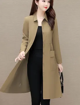 Elegant Lapel Button Spliced Pockets Folds Trench Jackets Women's Clothing 2025 Autumn New Loose All-match Tops Commuter Coats - Aliexpress - FashionsVida