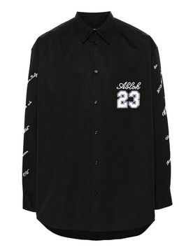 Camicia ricamata in popeline