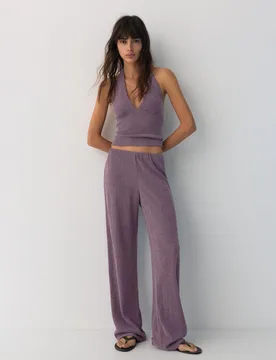 Crepe Straight Trousers (Size: ) - Pull&bear - FashionsVida