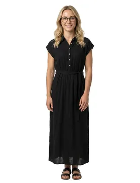 Robe Longue à Manches Courtes Lori Black Out XS