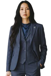 Women's Three Piece Check Tailored Tweed Suit - TPW5 in Navy Size: 10 - Navy - Size: 10