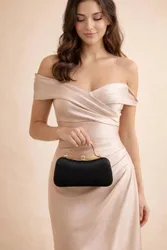 Women's Diamonte Handle Glitter Clutch Bag with Chain Strap in Black - Black - Size: One Size