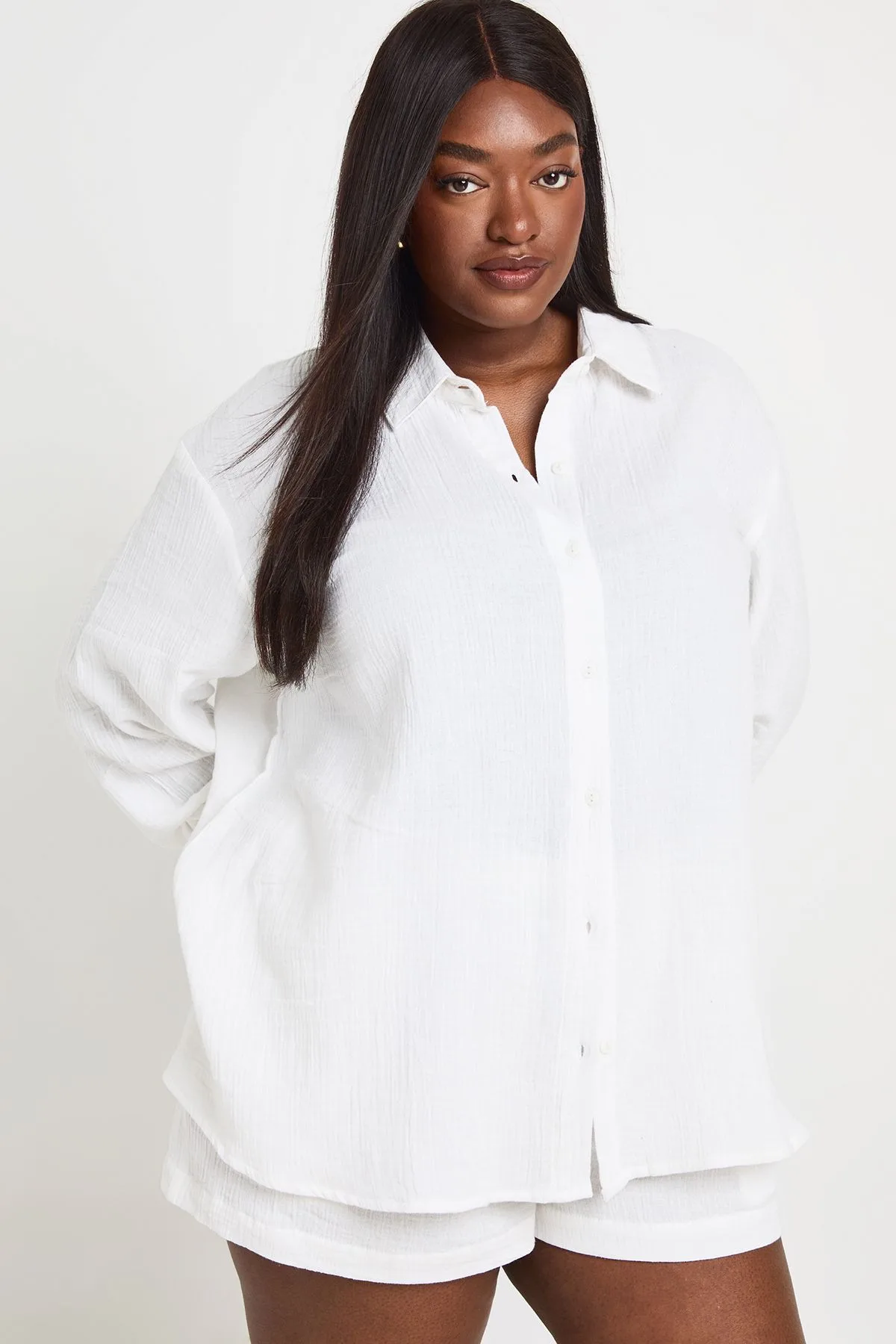 Womens Plus Oversized Long Sleeve Shirt - White - Size 22 Uk - Boohoo - FashionsVida