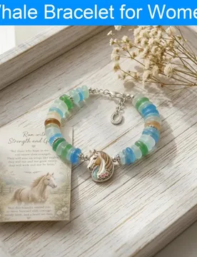 Glass Beaded Whale Bracelet Sea Glass Blessing Bracelet Faith Hope Charm Jewelry Adjustable Ocean-inspired for Women for Women - Aliexpress - FashionsVida