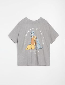 T-shirt in cotone con effetto lavato e stampa Disney - grigio chiaro