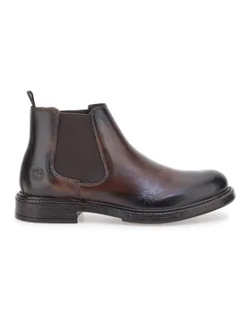Chelsea boots marroni con inserti elastici OM08 41 - ANDREA BRUNI - FashionsVida