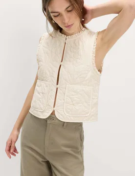 Pure Cotton Quilted Gilet Ecru female - M&S - FashionsVida