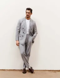 Tailored Fit Italian Wool Suit Trouser with Cashmere Grey male