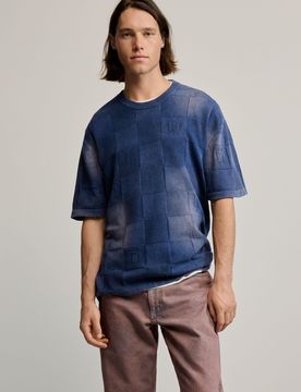 Camiseta efecto lavado, Hombre, Algodon, Azul, S