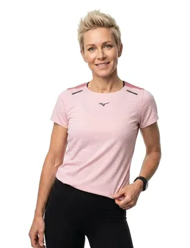 Maglietta A Maniche Corte Tech Light Rose Elegance M - Mizuno - FashionsVida