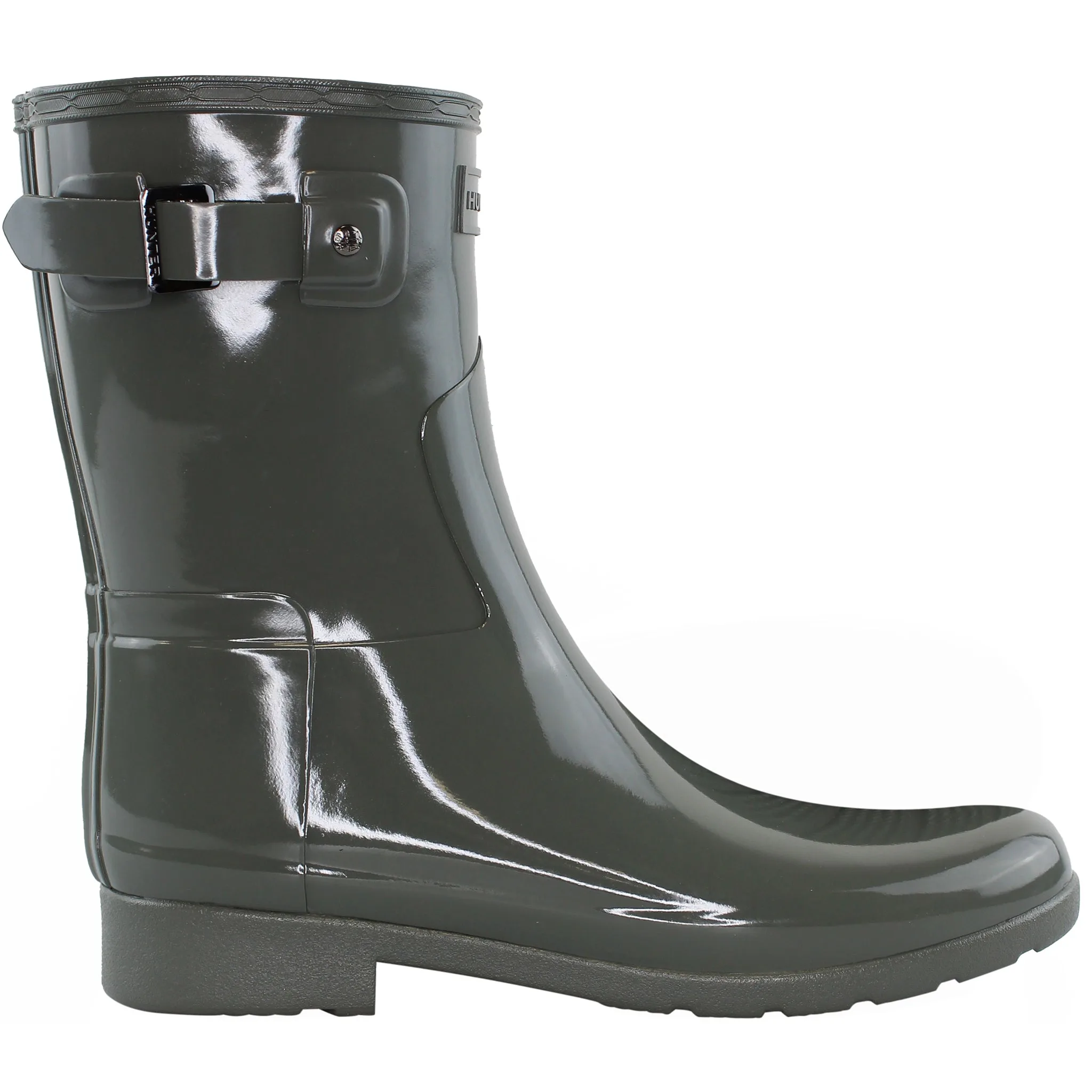 Refined Short Gloss Womens Grey Wellington Boots Rubber - Size Uk 3 - Hunter - FashionsVida