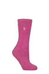 Women's 1 Pair SOCKSHOP 2.3 TOG Plain Thermal Slipper Socks Candy - Pink - Size: Small